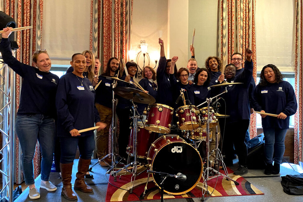 CHP staff with drum set