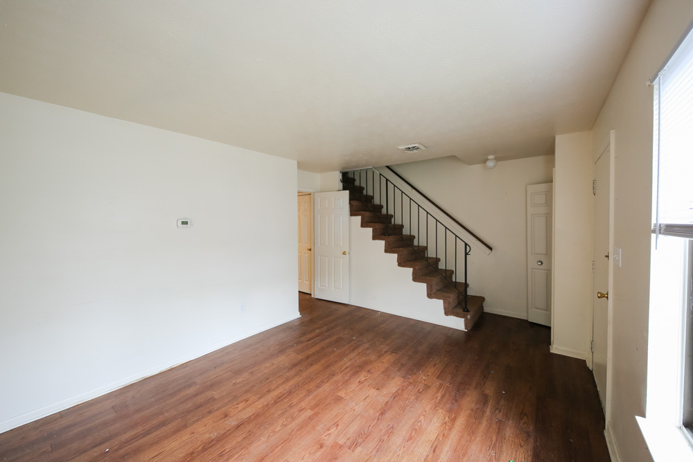 North Fork Manor interior living room and stairs